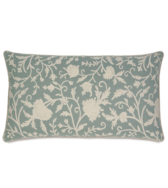 AVILA KING SHAM - FLORAL PRINT SHAM,BLUE FLORAL PRINT,WOVEN FLORAL,COASTAL PILLOW,LAKE HOUSE PILLOW,BEACH BEDROOM,TURQUOISE FLORAL,NATURAL,CONTEMPORARY,TRANSITIONAL,CREAM,IVORY,BLUE,KING SHAM