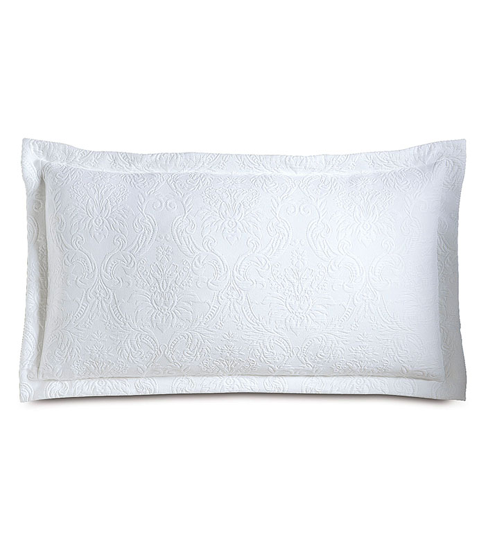 Sandrine White King Sham - pillow,matelasse pillow,white pillow,throw pillow,king pillow,traditional pillow,decorative pillow,king sham pillow,toss cushion,customizable pillow,tone on tone pillow