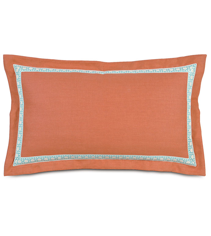 Breeze Tangerine King Sham - ORANGE LINEN KING SHAM,SOLID LINEN KING SHAM,ORANGE AND BLUE,ORANGE TROPICAL PILLOW,BRIGHT TROPICAL,CONTEMPORARY,RESORT PILLOW,CASUAL TROPICAL,BRIGHT TROPICAL,INSET BORDER,MITERED
