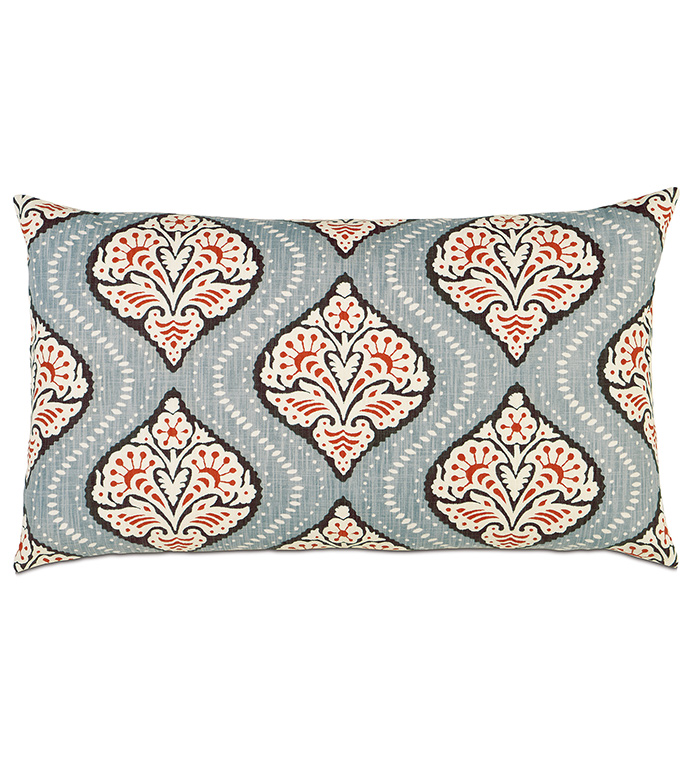 Bowie Ogee King Sham - KING SHAM,RECTANGLE,PATTERNED,WHITE,BLUE,ORANGE,BLACK,AZTEC,SILVER,KNIFE EDGE,BEDDING,DECORATIVE PILLOW,BEDROOM,FLORAL DESIGN,GEOMETRIC PRINT,BEACH HOUSE,FACE DESIGN,