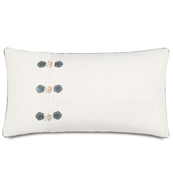 Jude Ivory King Sham (Left) - PILLOW,LEFT PILLOW,THROW PILLOW,KING PILLOW,NAUTICAL PILLOW,DECORATIVE PILLOW,KING SHAM PILLOW,BUTTON PILLOW,MARINE PILLOW,MASCULINE PILLOW,PREPPY PILLOW,TOSS CUSHION,KING SHAM