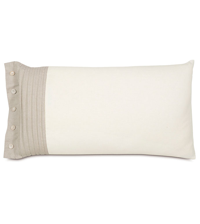 Maritime Pleated Left King Sham In Ivory - ACCENT PILLOW,THROW PILLOW, KING SHAM,EASTERN ACCENTS,IVORY,LINEN,SOLID,PLEATED,