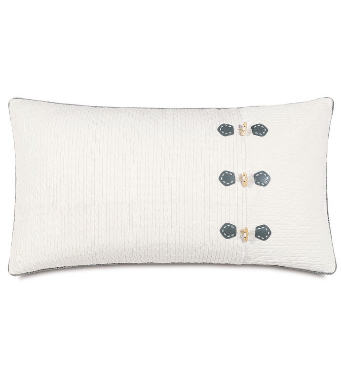 Jude Ivory King Sham (Right) - PILLOW,RIGHT PILLOW,THROW PILLOW,KING PILLOW,NAUTICAL PILLOW,DECORATIVE PILLOW,KING SHAM PILLOW,BUTTON PILLOW,MARINE PILLOW,MASCULINE PILLOW,PREPPY PILLOW,TOSS CUSHION,KING SHAM