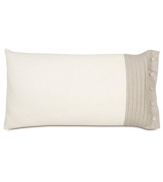 Maritime Pleated Right King Sham In Ivory - ACCENT PILLOW,THROW PILLOW, KING SHAM,EASTERN ACCENTS,IVORY,LINEN,SOLID,PLEATED,