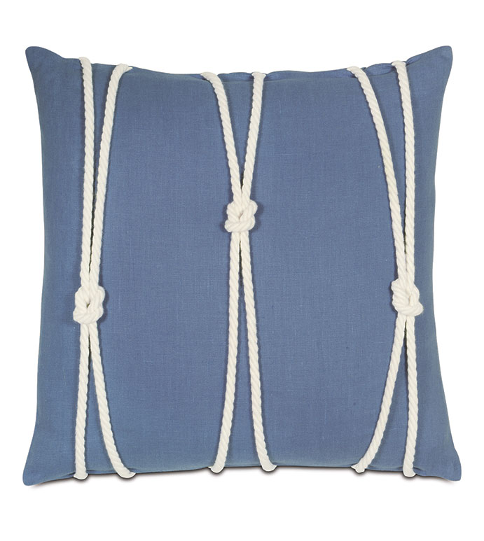 Maritime Knot Accent Pillow In Blue - ACCENT PILLOW,THROW PILLOW,ACCENT PILLOW,EASTERN ACCENTS,BLUE,100% LINEN,SOLID,KNIFE EDGE,