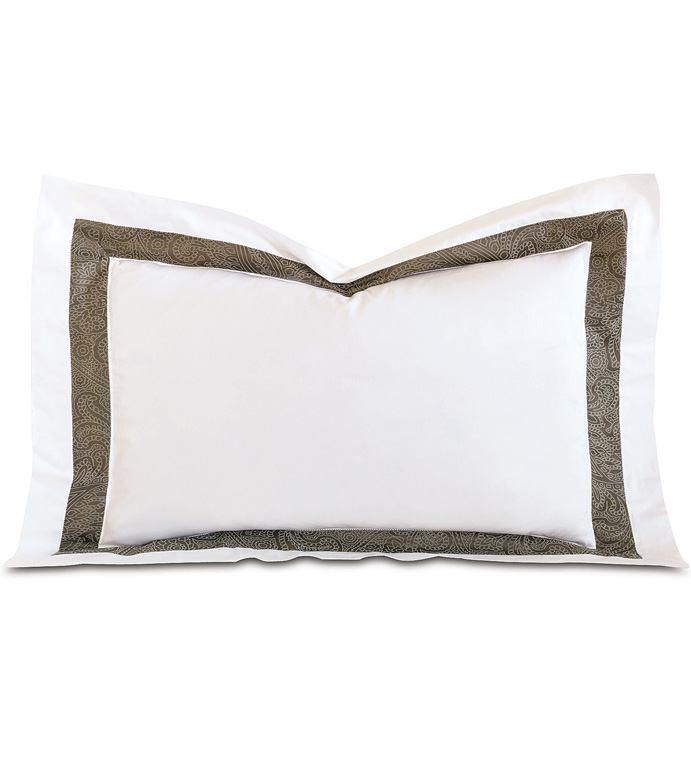 Cornice Lunetta White/Truffle Queen Sham - ,