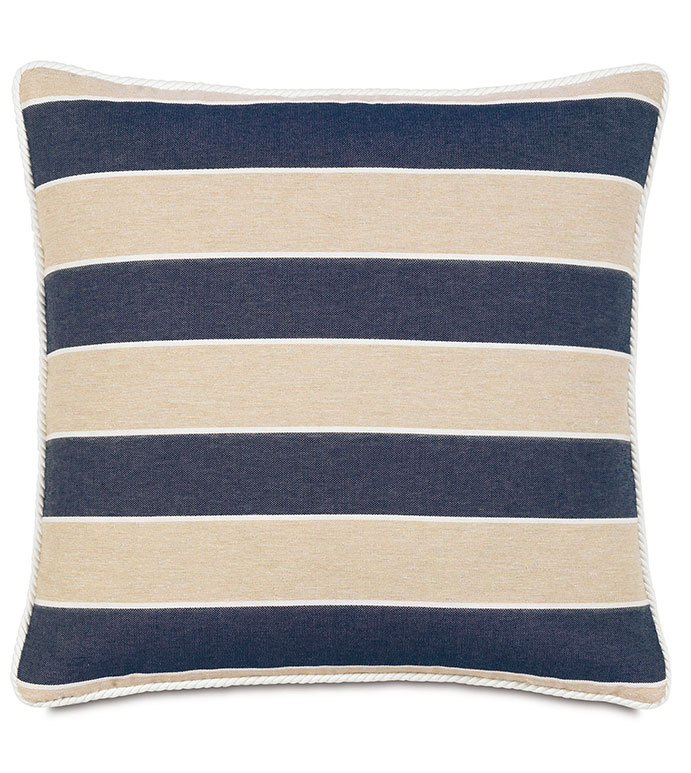 Abbot Indigo with Cord - PILLOW,STRIPE PILLOW,TOSS CUSHION,THROW PILLOW,SQUARE PILLOW,MASCULINE PILLOW,CUSTOMIZABLE PILLOW,DOUBLE SIDED PILLOW,NAUTICAL PILLOW,ACCENT PILLOW,PREPPY PILLOW,MARINE PILLOW