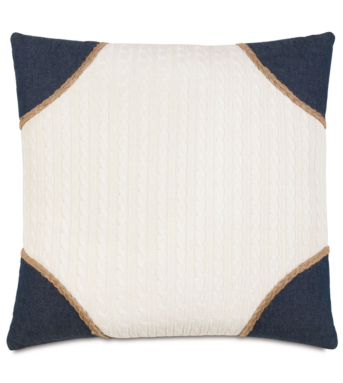 Jude Ivory with Strauss Corners - PILLOW,COASTAL PILLOW,CABLE KNIT PILLOW,THROW PILLOW,SQUARE PILLOW,CUSTOMIZABLE PILLOW,DOUBLE SIDED PILLOW,WHIMSICAL PILLOW,HIGH END PILLOW,NAUTICAL PILLOW,PREPPY PILLOW
