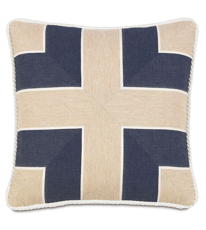 Abbot Indigo Mitered - PILLOW,NAUTICAL PILLOW,NAVY PILLOW,THROW PILLOW,SQUARE PILLOW,COASTAL PILLOW,CUSTOMIZABLE PILLOW,DOUBLE SIDED PILLOW,WHIMSICAL PILLOW,HIGH END PILLOW,MARINE PILLOW,INDIGO PILLOW