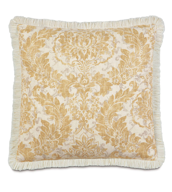 Sabelle WITH brush fringe - PILLOW,MEDALLION PILLOW,TOSS CUSHION,THROW PILLOW,SQUARE PILLOW,FEMINE PILLOW,CUSTOMIZABLE PILLOW,DOUBLE SIDED PILLOW,TRADTIONAL PILLOW,ACCENT PILLOW,CLASSIC PILLOW,GOLD PILLOW