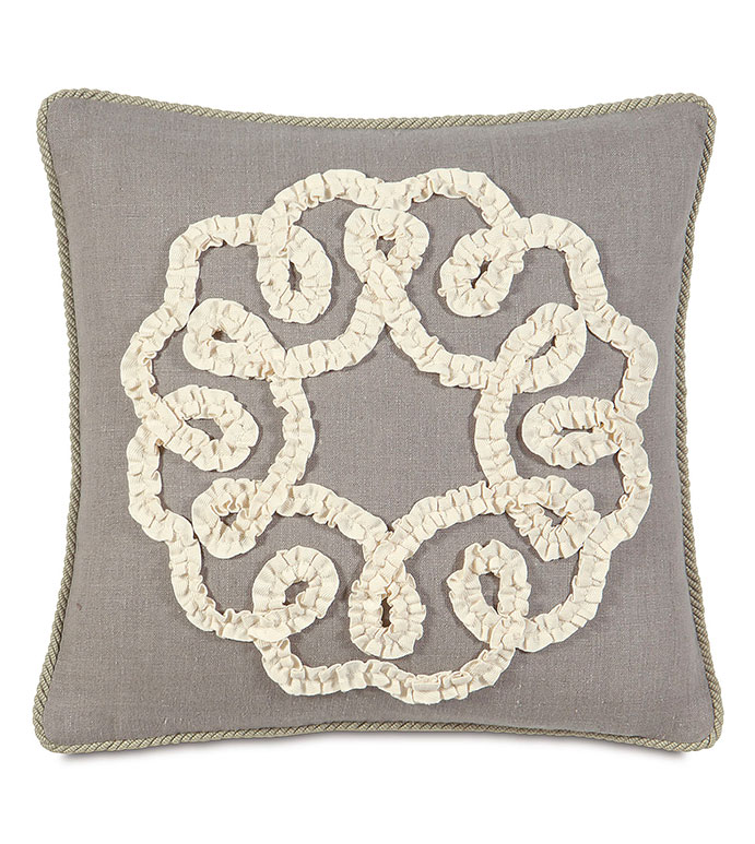 Breeze Linen WITH ruffled ribbon - PILLOW,RIBBON PILLOW,TRADTIONAL PILLOW,TOSS CUSHION,THROW PILLOW,SQUARE PILLOW,FEMINE PILLOW,CUSTOMIZABLE PILLOW,DOUBLE SIDED PILLOW,RUFFLE PILLOW,HIGH END PILLOW,ACCENT PILLOW