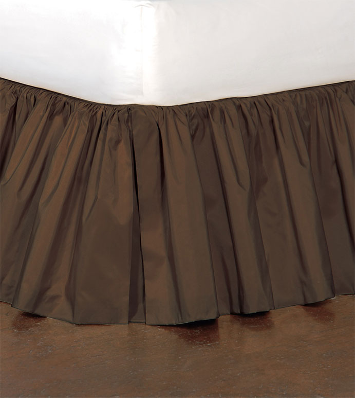 Freda Ruffled Bed Skirt in Chocolate - RUFFLED,BED SKIRT,BEDDING,HOME DECOR,BROWN,DARK,ACCESSORIES,MADE IN USA,TRADITIONAL,TAFFETA,SILKY,SHINY,QUEEN,KING,TWIN,DAYBED,FULL,CAL KING