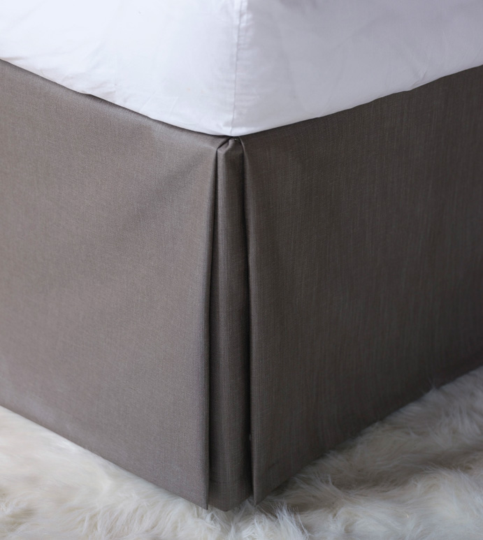 NAOMI PLEATED BED SKIRT IN TAUPE
