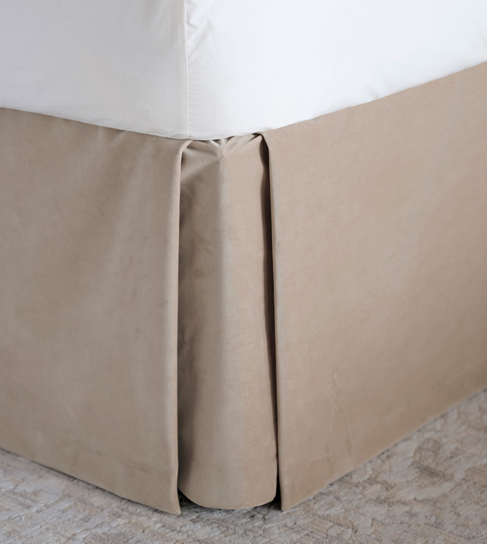 Safford Velvet Bed Skirt - bed skirt,velvet,neutral,khaki,luxury bedding,luxury,bedding,home décor,accessories,furnishings