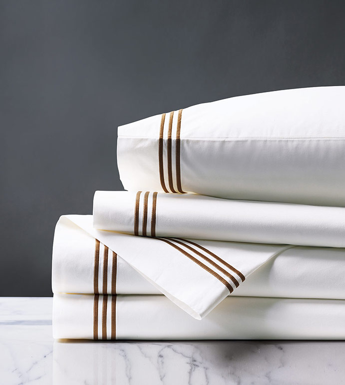 TESSA WHITE/BROWN SHEET SET