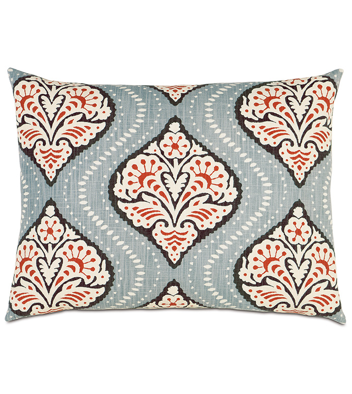Bowie Ogee Standard Sham - STANDARD SHAM,RECTANGLE,PATTERNED,WHITE,BLUE,ORANGE,BLACK,AZTEC,SILVER,KNIFE EDGE,BEDDING,DECORATIVE PILLOW,BEDROOM,FLORAL DESIGN,GEOMETRIC PRINT,BEACH HOUSE,FACE DESIGN