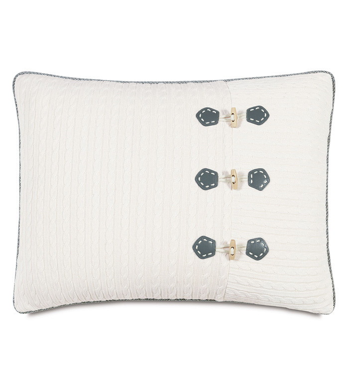 Jude Ivory Standard Sham (Right) - pillow,coastal pillow,standard sham pillow,nautical pillow,rectangle pillow,throw pillow,right sham,deorative pillow,preppy pillow,customizable pillow,marine pillow,button pillow