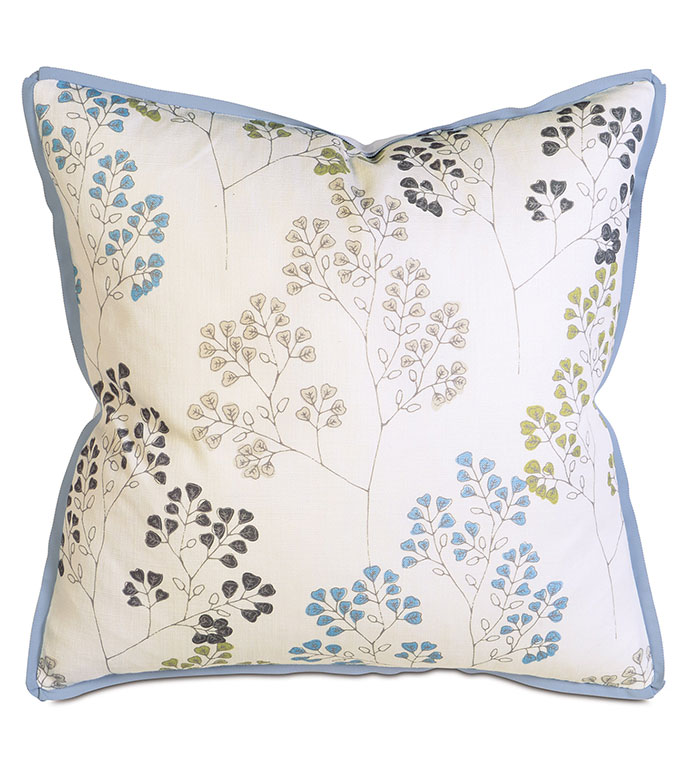 Pippa Sky - PILLOW,BOTANICAL PILLOW,SQUARE PILLOW,PRINTED ACCENT PILLOW,THROW PILLOW,FEATHER PILLOW,PRINTED PILLOW PATTERN,ZIPPER CLOSURE PILLOW,ACCENT PILLOW,RIBBON TRIM,BUTTERFLY PLEAT TRIM