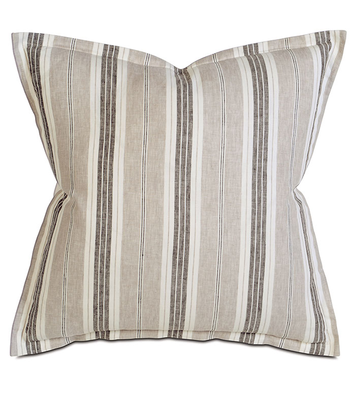 Chatham Slate Euro Sham - PILLOW,EURO SHAM,BLACK STRIPE PILLOW,SQUARE PILLOW,TOSS CUSHION,THROW PILLOW,ACCENT PILLOW,BEIGE STRIPE COVERED PILLOW,KNIFE EDGE TRIMMED PILLOW,DECORATIVE PILLOW, ACCCENT PILLOW