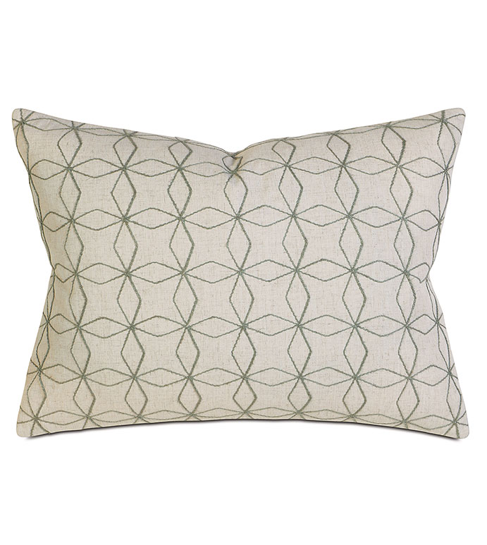 Ingram Jade Standard Sham - pillow,embroidered pillow,standard sham,linen pillow,rectangle pillow,throw pillow,accent pillow,deorative pillow,feather pillow,embroidered linen pillow,zipper closure pillow
