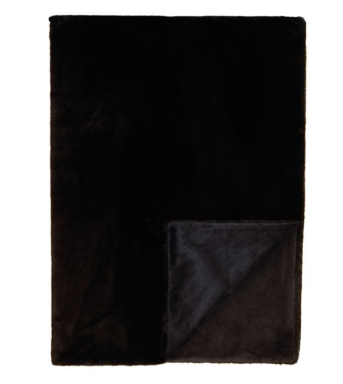 DIER ONYX THROW - throw,faux fur throw,black throw,top of bed,high end bedding,luxury linens,reversible throw,custom throw,faux fur blanket,whimsical blanket,luxury bedding,bed cover,onyx throw