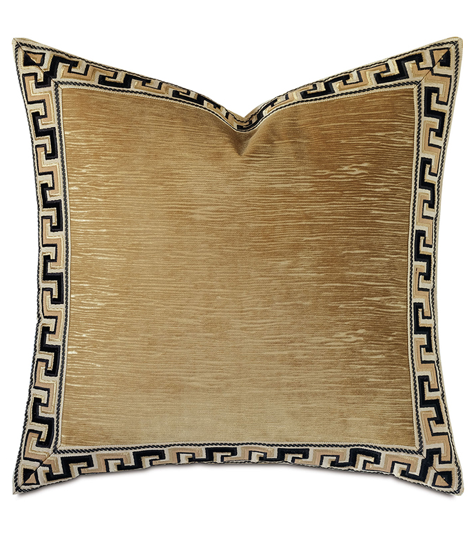 Greek Key Baroco gold velvet Greek border 18"x18" Decorative Pillow Throw Cover