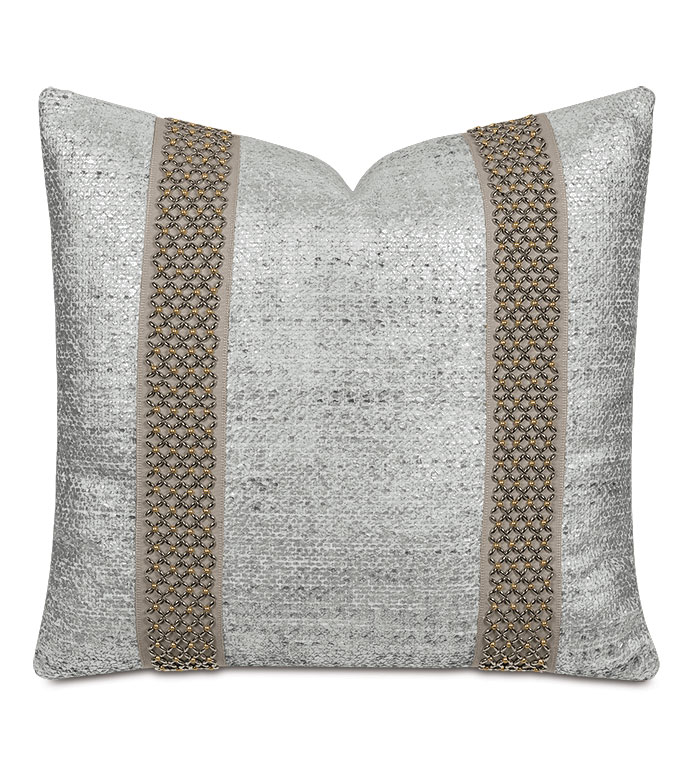 silver beaded throw pillow