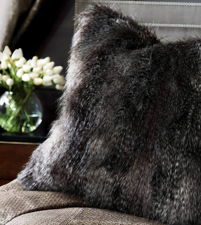 Indochine Faux Fur Euro Sham Eastern Accents